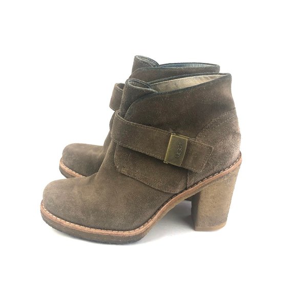 UGG Shoes - UGG Brown Leather High Heel Boots (3212) - 6